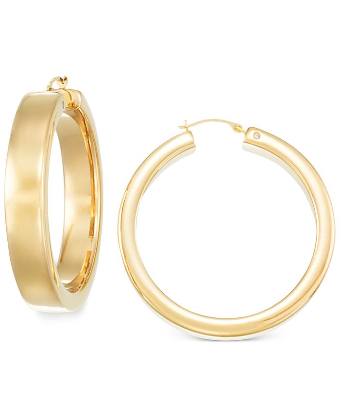 Signature Gold Round Hoop Earrings in 14k Gold over Resin - Macy's