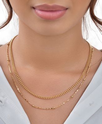 Women's Layered Beaded Gold Plated Chain Necklace