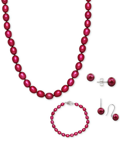 Honora Style Cherry Cultured Freshwater Pearl Ensemble Collection in Sterling Silver (7-8mm)