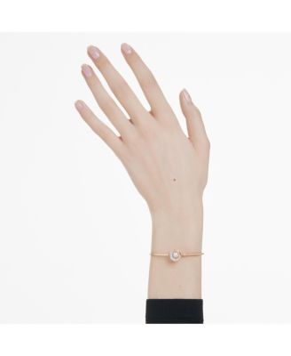 Round Cut, White, Rose Gold-Tone Plated Dextera Bangle