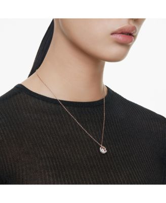 Dextera Pendant, Round Cut, White, Rose Gold-Tone Plated Necklace