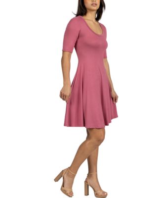 Women's A-Line Dress with Elbow Length Sleeves