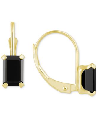 Onyx Emerald-Cut Solitaire Leverback Earrings in 10k Gold