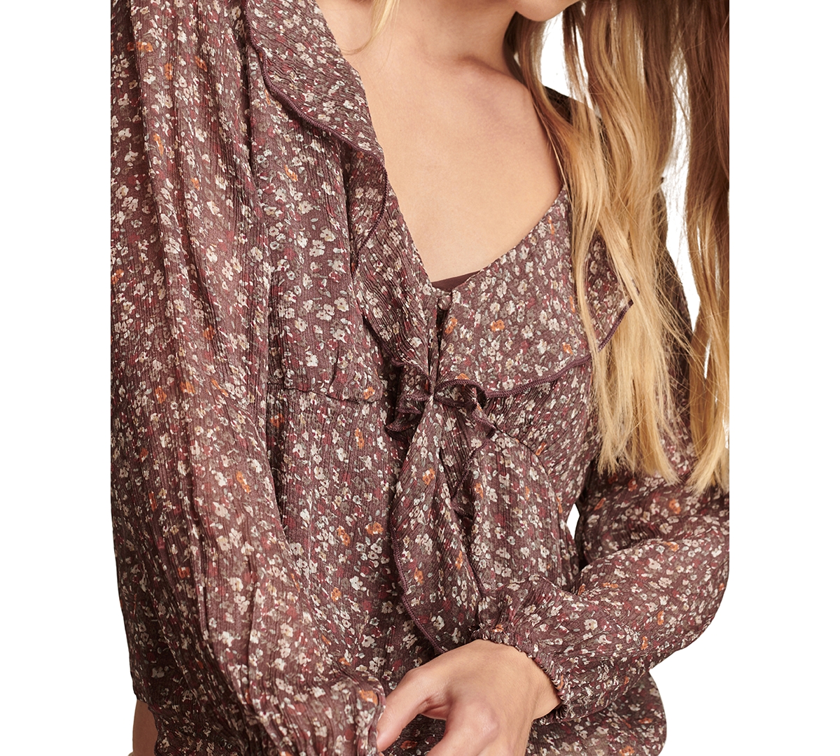 Lucky Brand Women's Ruffled Button-Front Long-Sleeve Top