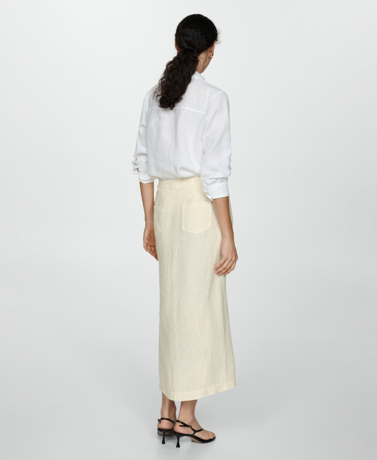 Mango Women's Slit Detail Linen Skirt