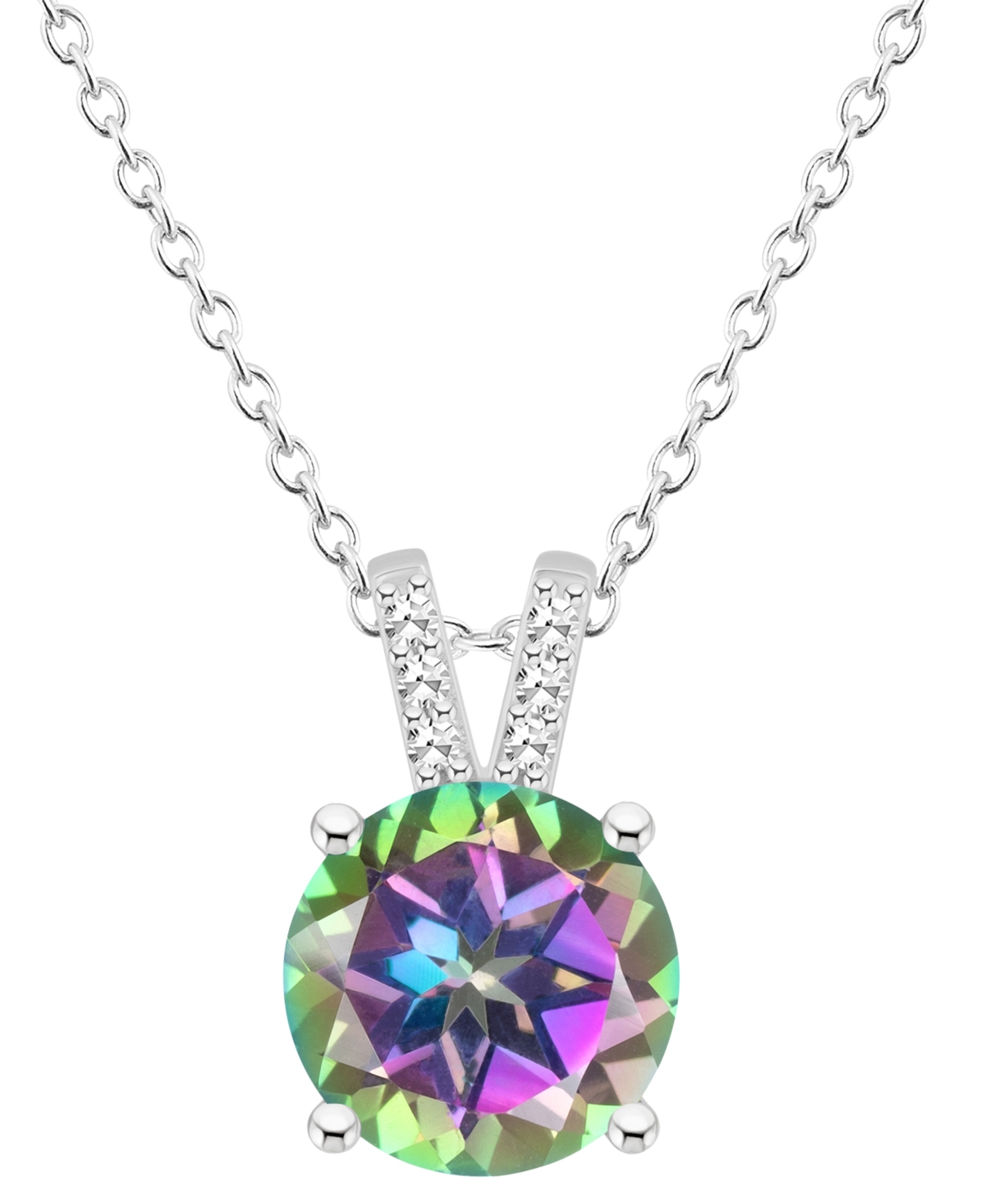 Macy's Mystic Topaz (2-3/8 Ct. T.w.) & Diamond Accent Solitaire 18" Pendant Necklace In Sterling Silver (al