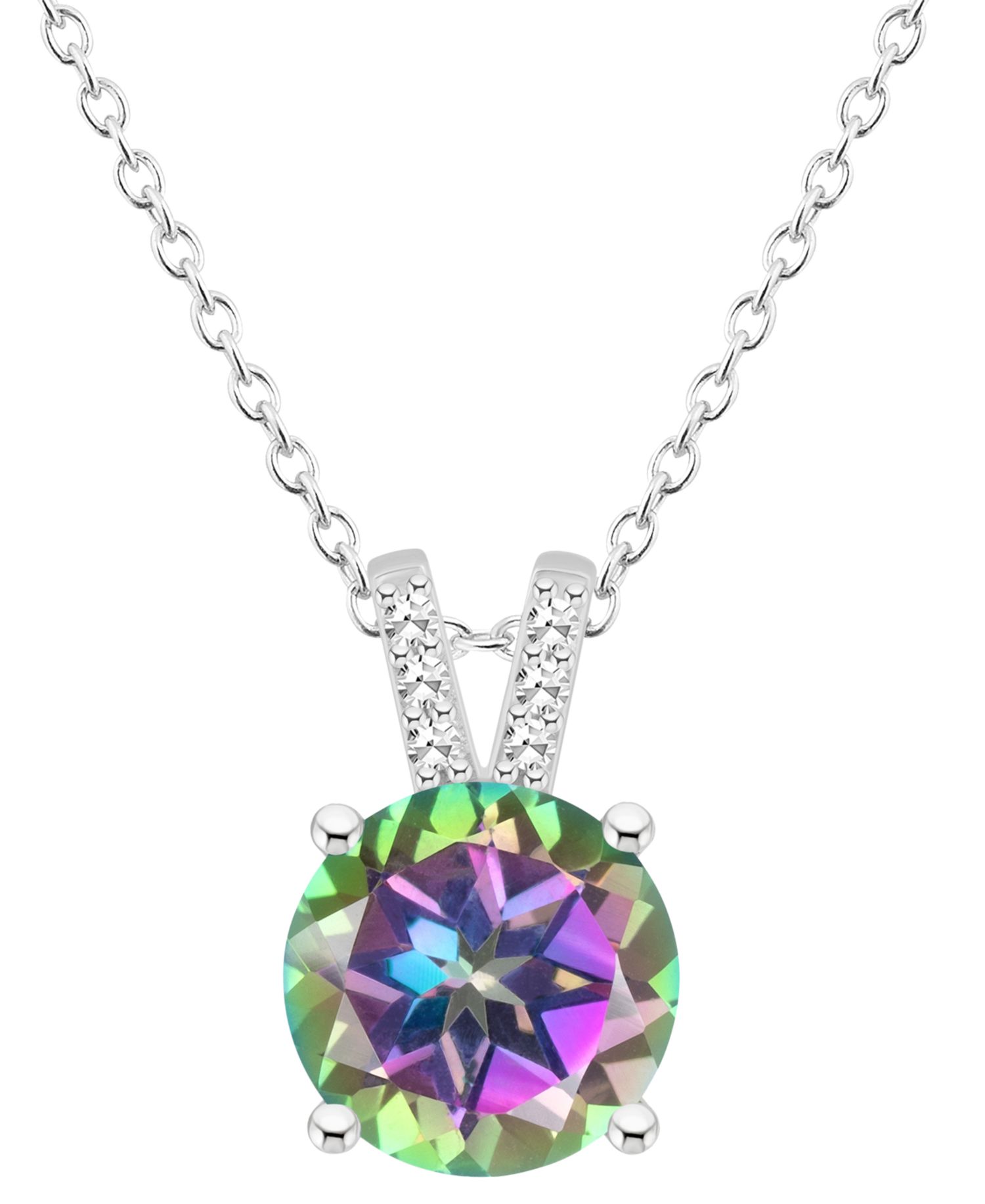 Mystic Topaz (2-3/8 ct. t.w.) & Diamond Accent Solitaire 18" Pendant Necklace in Sterling Silver (Also in Pink Topaz)