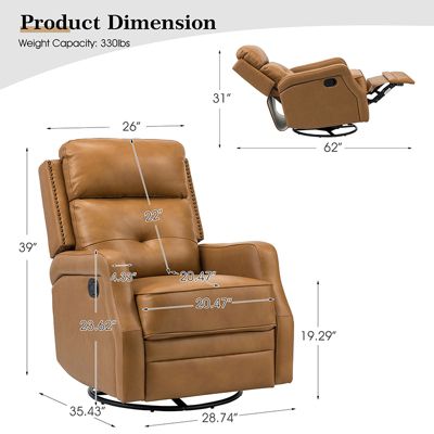  Beatriz 28.74" Wide Genuine Leather Swivel Rocker Recliner
