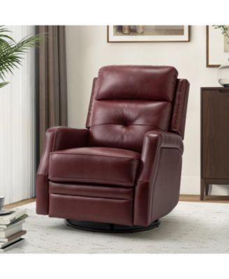  Beatriz 28.74" Wide Genuine Leather Swivel Rocker Recliner