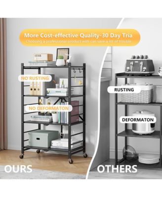 4-Tier Foldable Storage Shelves, Metal Shelving Units, Storage Rack, Black