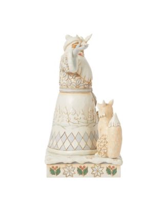 White Woodland Santa Holding Dove Figurine