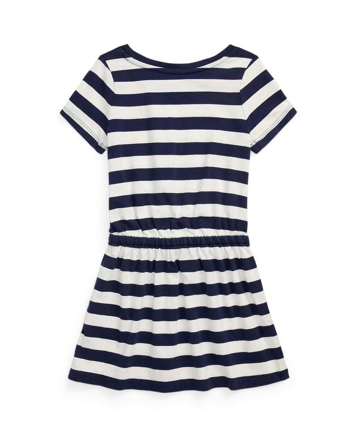 Polo Ralph Lauren Toddler And Little Girls Striped Cotton Jersey Tee Dress In Refined Navy,deckwash White