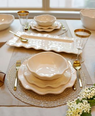 Perlette Cream Melamine 4-Pc. Dinner Plate Set