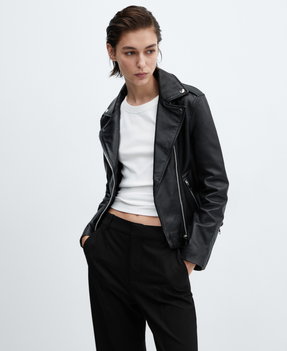 Mango Women's Leather Biker Jacket
