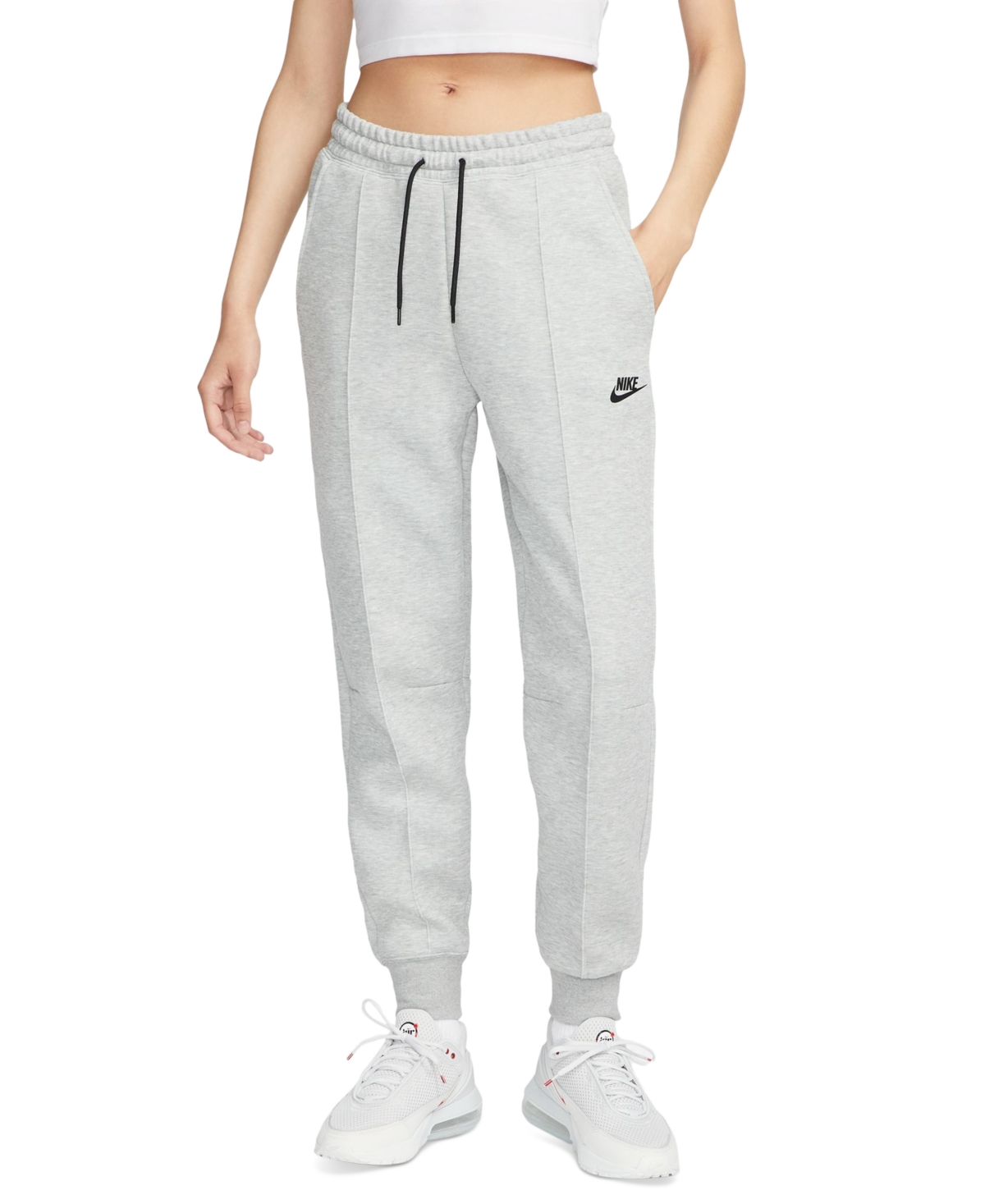 Nike Women's  Sportswear Tech Fleece Mid-rise Jogger Pants In Dk Grey Heather
