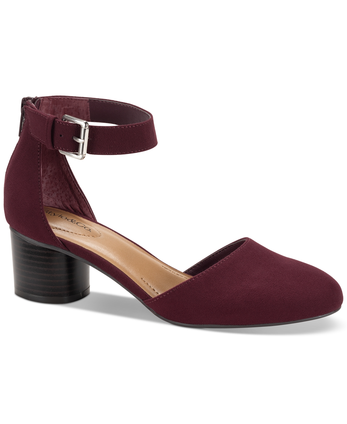 Style & Co Women's Alinaa Two-piece Block Heel Dress Pumps, Created For Macy's In Burgundy