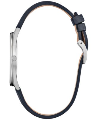 Eco-Drive Unisex Blue Leather Strap Watch 38mm