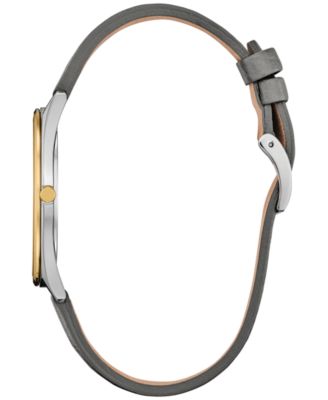 Eco-Drive Unisex Gray Leather Strap Watch 38mm