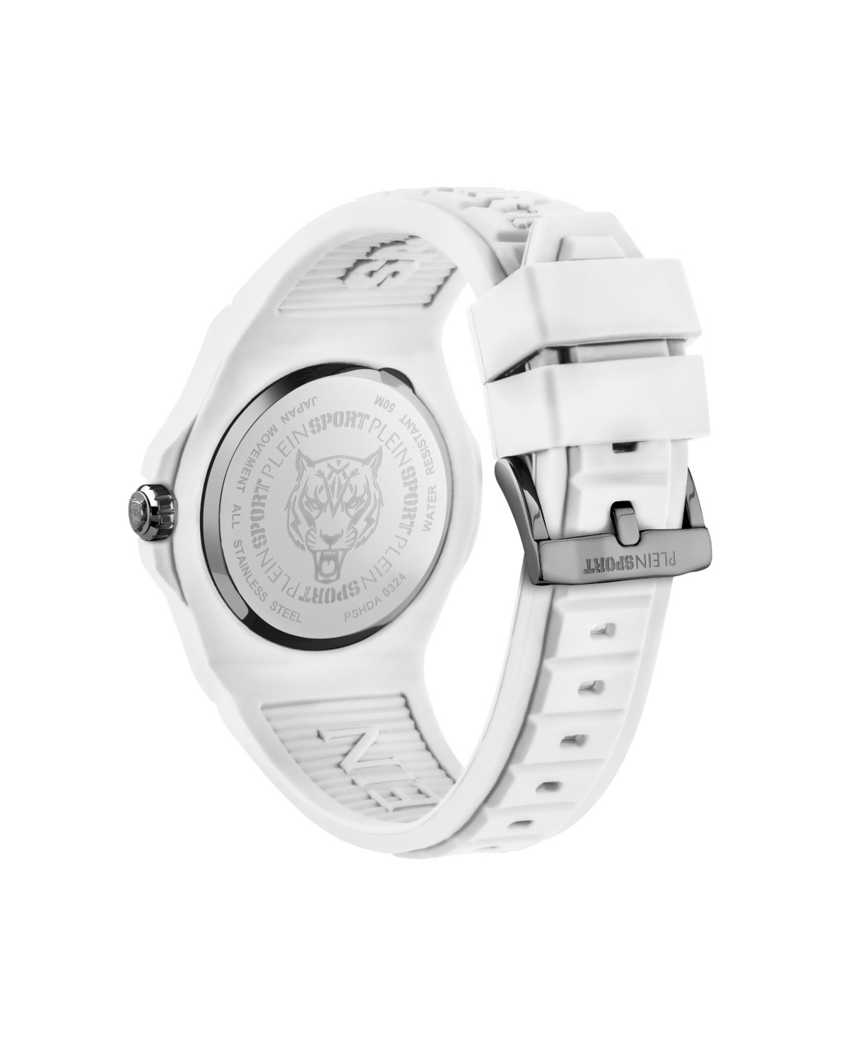 Мужские куртки Plein Sport Men's New Fearless 3 Hand Date Quartz White Silicone Strap 46mm — фото 4