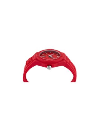 Men's New Fearless 3 Hand Date Quartz Red Silicone Strap 46mm