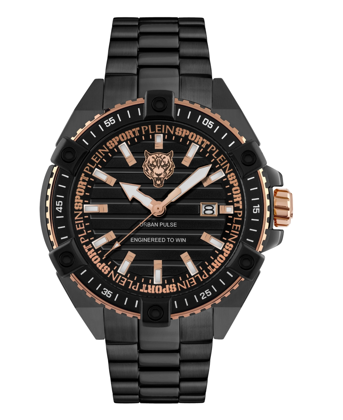 Men's Urban Pulse 3 Hand Date Quartz Ip Black Bracelet 47mm - Black