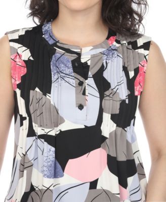 Women's Pleated Front Sleeveless Tunic Top
