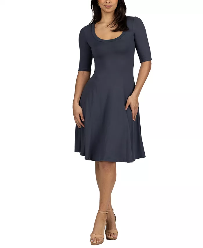 Women's A-Line Dress with Elbow Length Sleeves