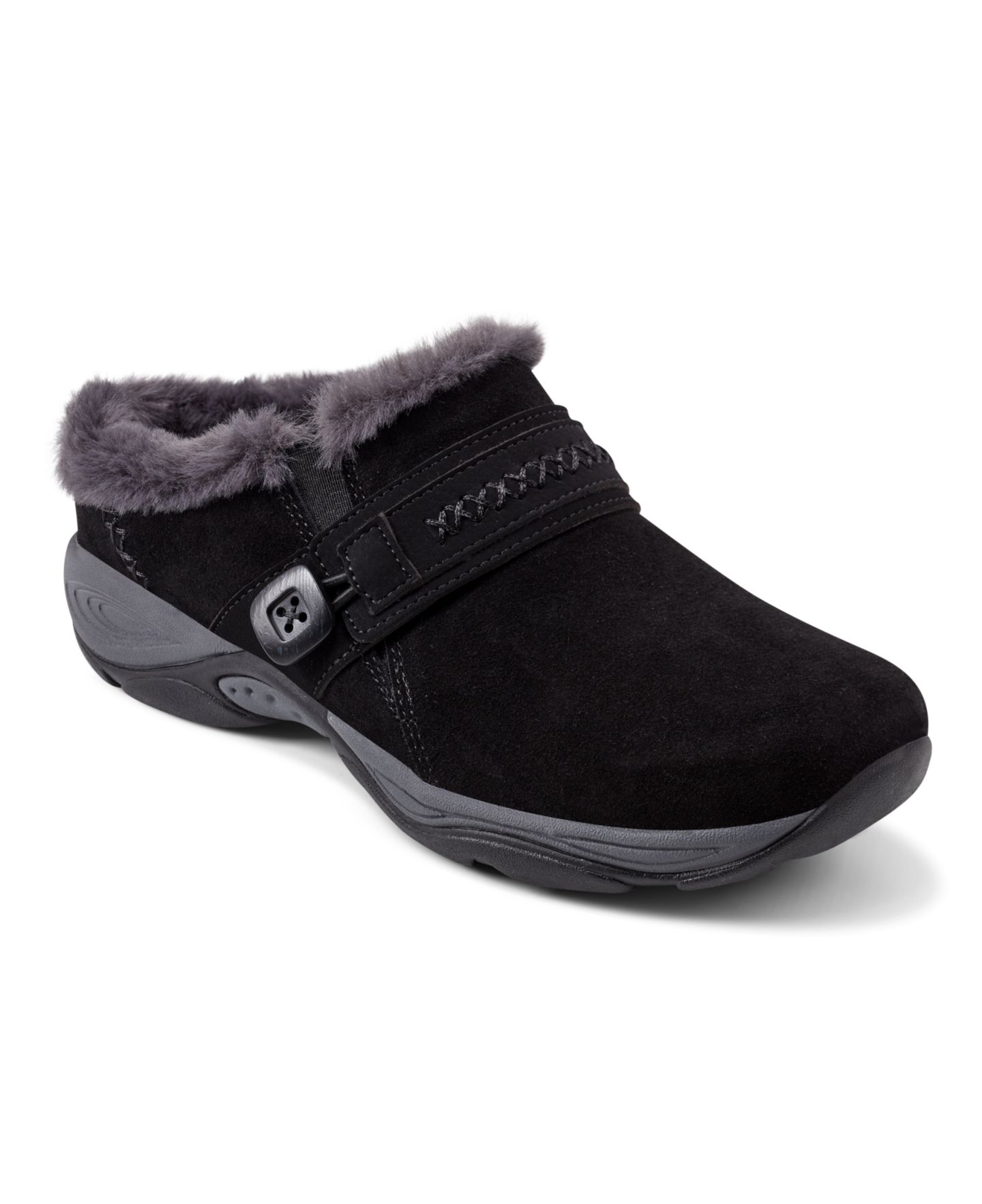 Женские сабо Easy Spirit Elinn Cozy Slip-On Mules, цвет: Чёрный замшевый — фото 1