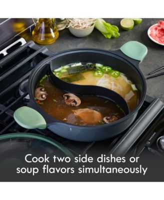 Theodore 6.5 QT Cast Aluminum Everyday Pan Hot Pot W/ Dividers, Nonstick Interior, and Lid