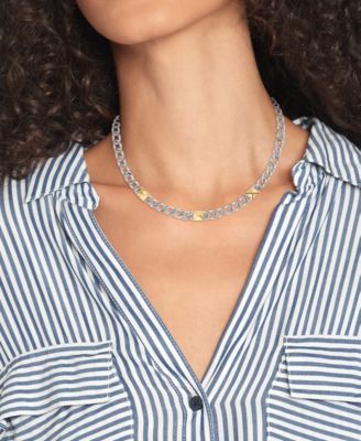 Two-Tone Stainless Steel Necklace, 16" + 2" extender