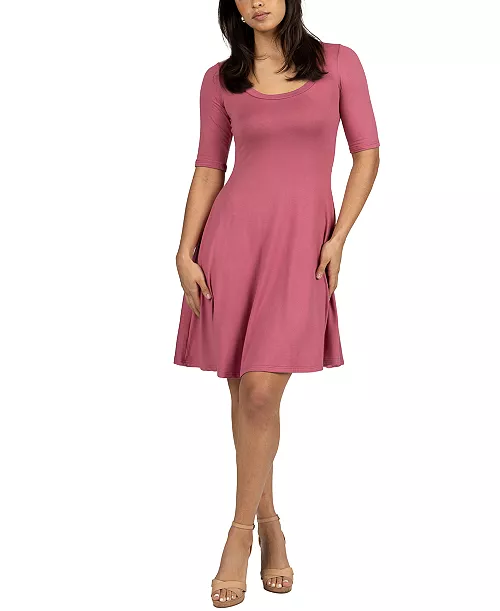 a line knee length elbow length sleeves dress