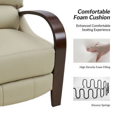 Alex Mid Century Modern Genuine Leather Manual Recliner