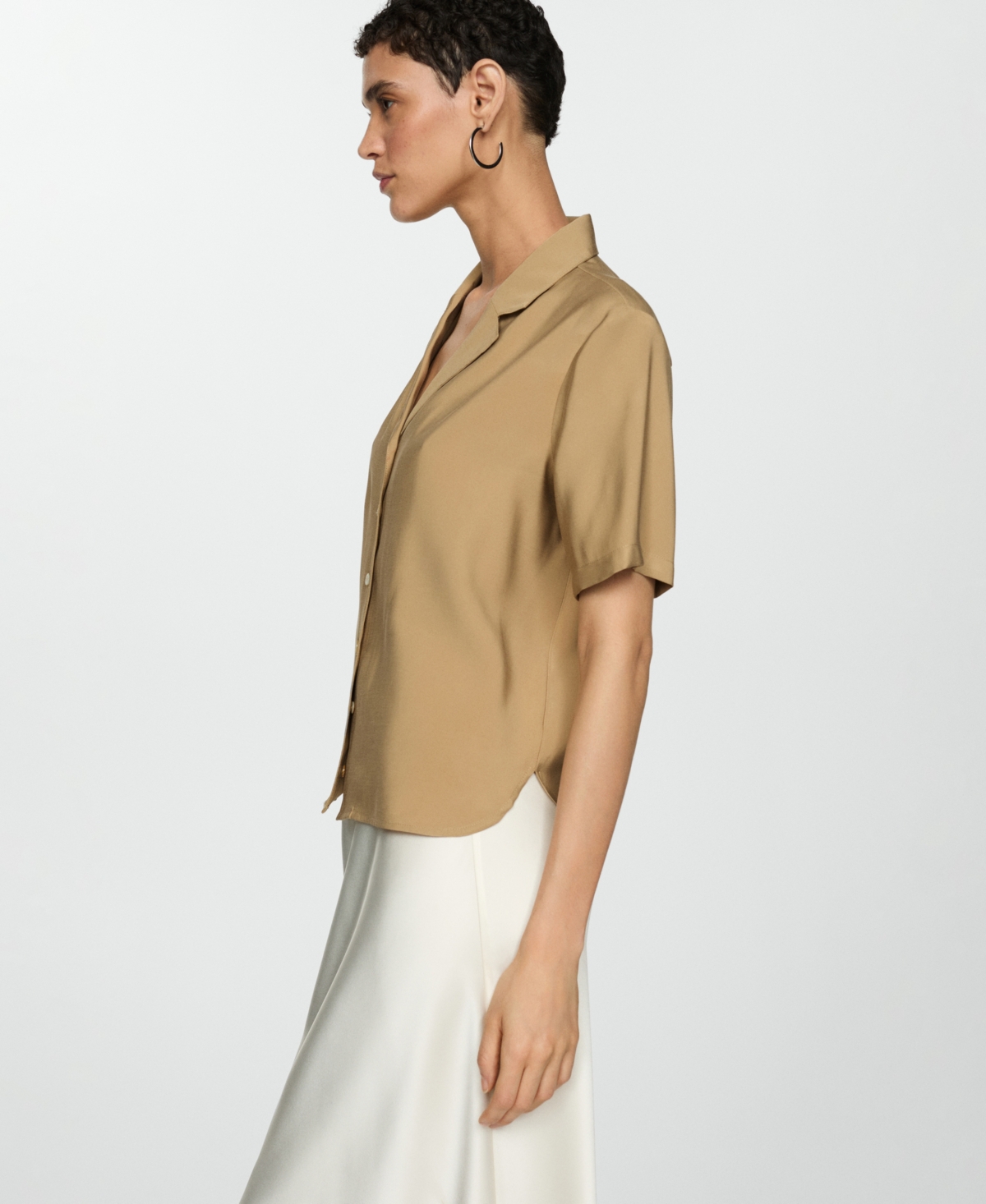 Mango Women's Short-Sleeved Satin Shirt