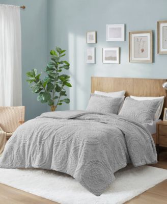Arya Embroidered Medallion Faux Fur 3-Pc. Comforter Set, King/California King