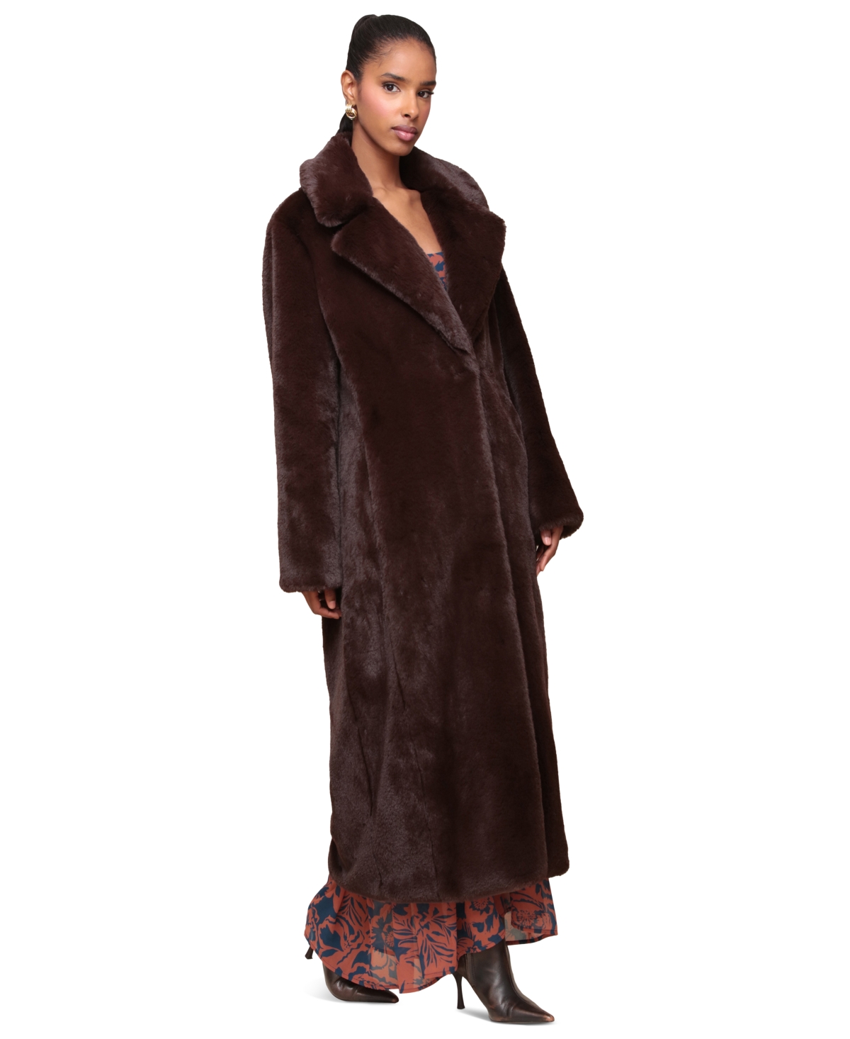 Avec Les Filles Women's Notched-Collar Faux-Fur Maxi Coat