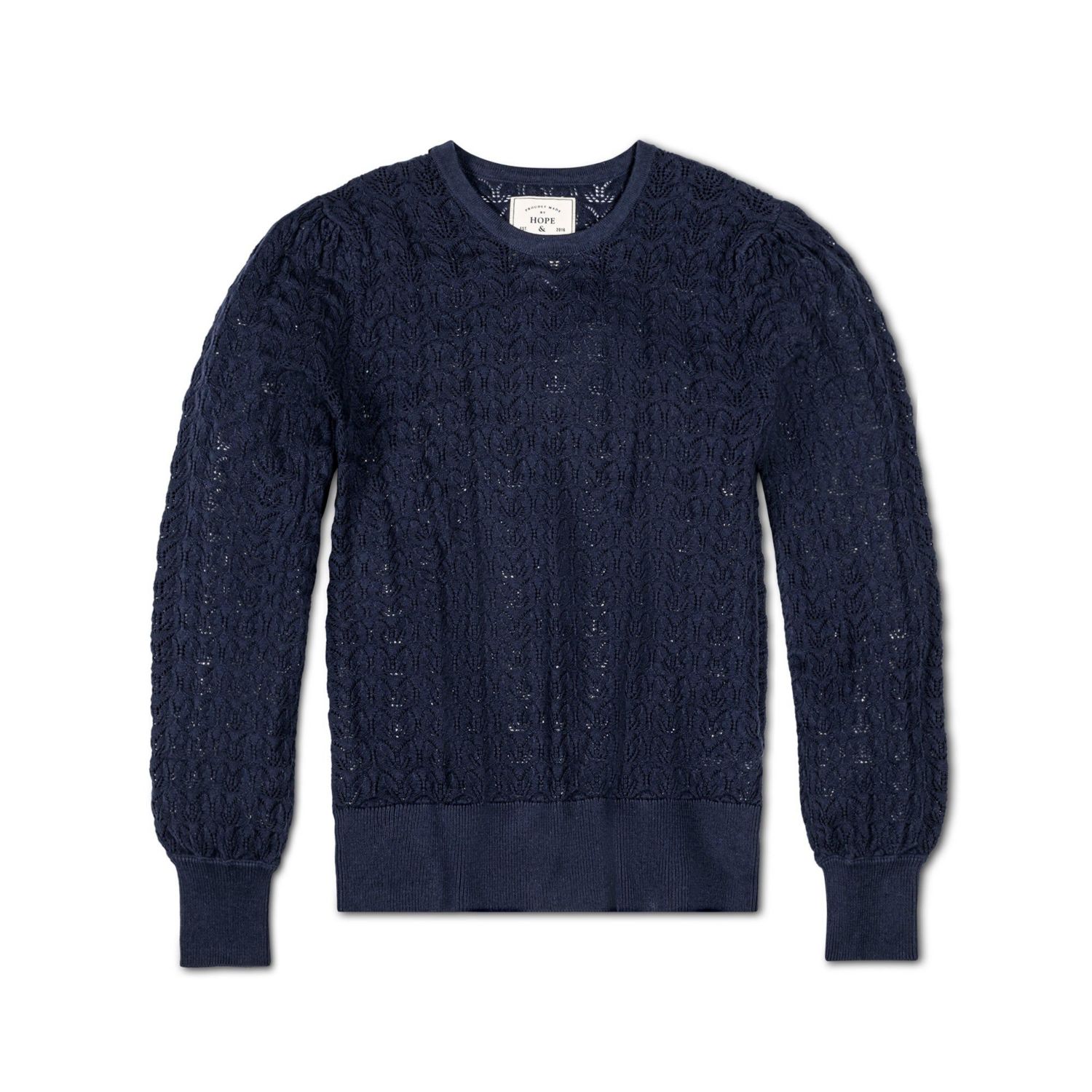Women's Hope and Henry Long Sleeve Pointelle Sweater with Bellow Sleeves