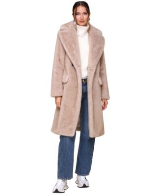 Women's Notched-Collar Faux-Fur Coat