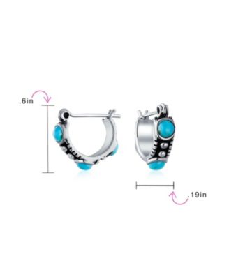 Bali Boho CZ Hoop Earrings with Turquoise Carnelian Onyx Beads Sterling Silver