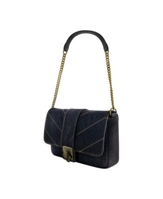 DENIM BRASS HARDWARE FLAP
