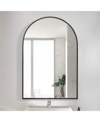 Arched Wall Mounted Mirror 24"x36" in Black