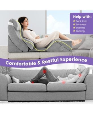 Bed Wedge  7 Pieces Pillow Set with Memory Foam and Washable Cover