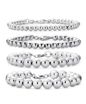 Simple Plain Hand Strung Polish Round Light Weight Sterling Silver Bead 4MM Ball Strand Bracelet 7 Inch
