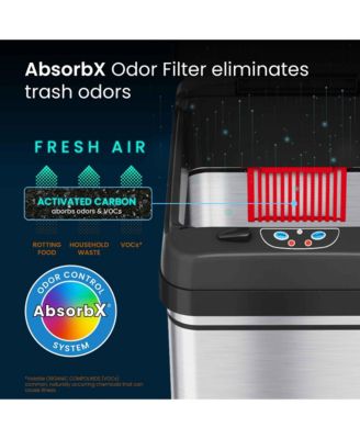 Stainless Steel Sensor Trash Can with AC Adapter and AbsorbX Odor Filter 13 Gallon Silver