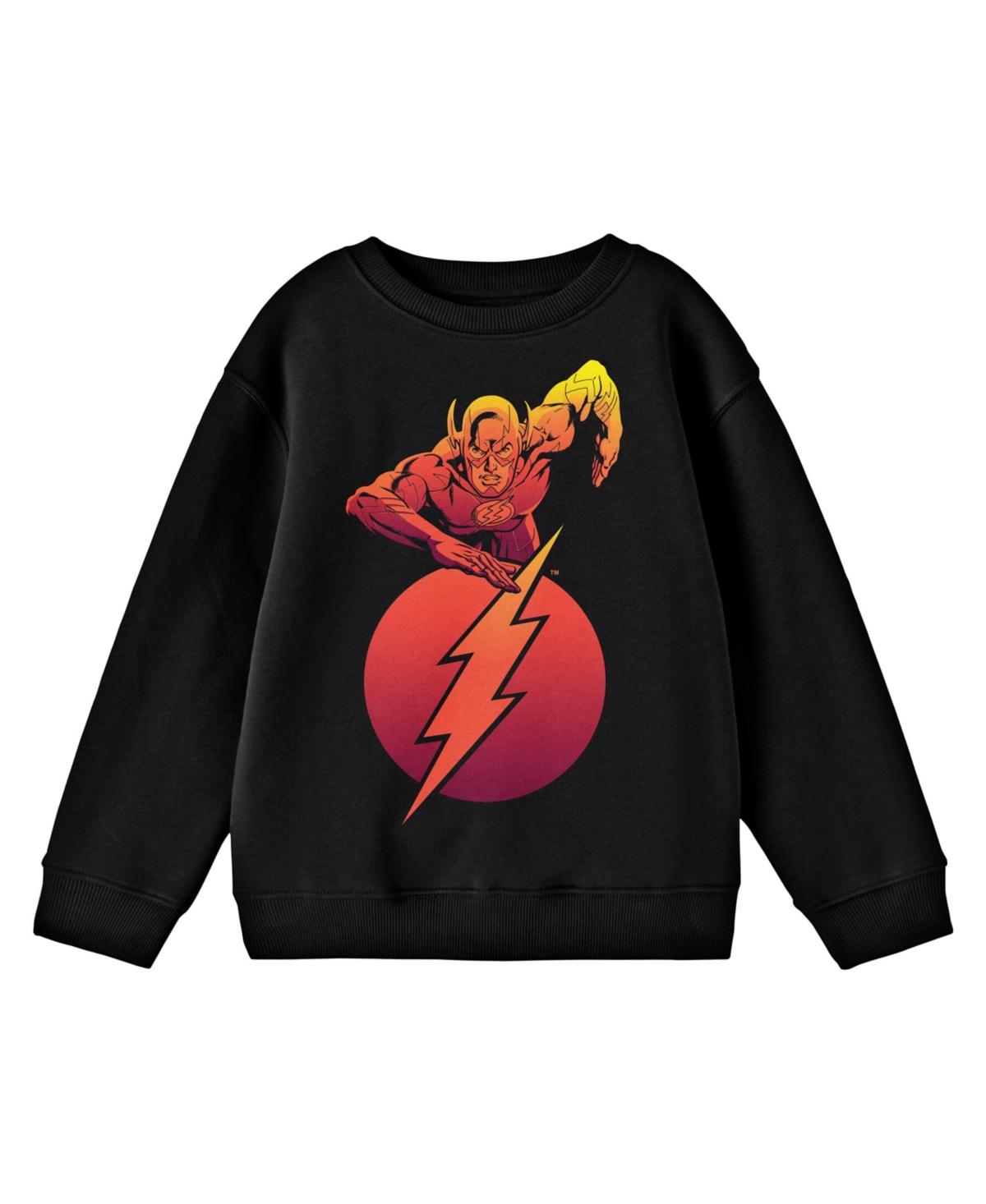 Justice League Boys The Flash Running Flash and LogoLong Sleeve Shirt - Black