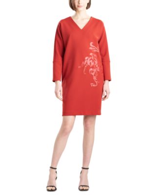 Natori - Women's Crepe Appliqu&eacute;-Detail Shift Dress