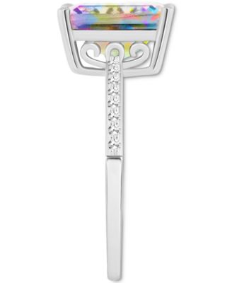 Mystic Topaz (4-1/4 ct. t.w.) & Diamond (1/10 ct. t.w.) Emerald-Cut Statement Ring in Sterling Silver (Also in Pink Topaz)