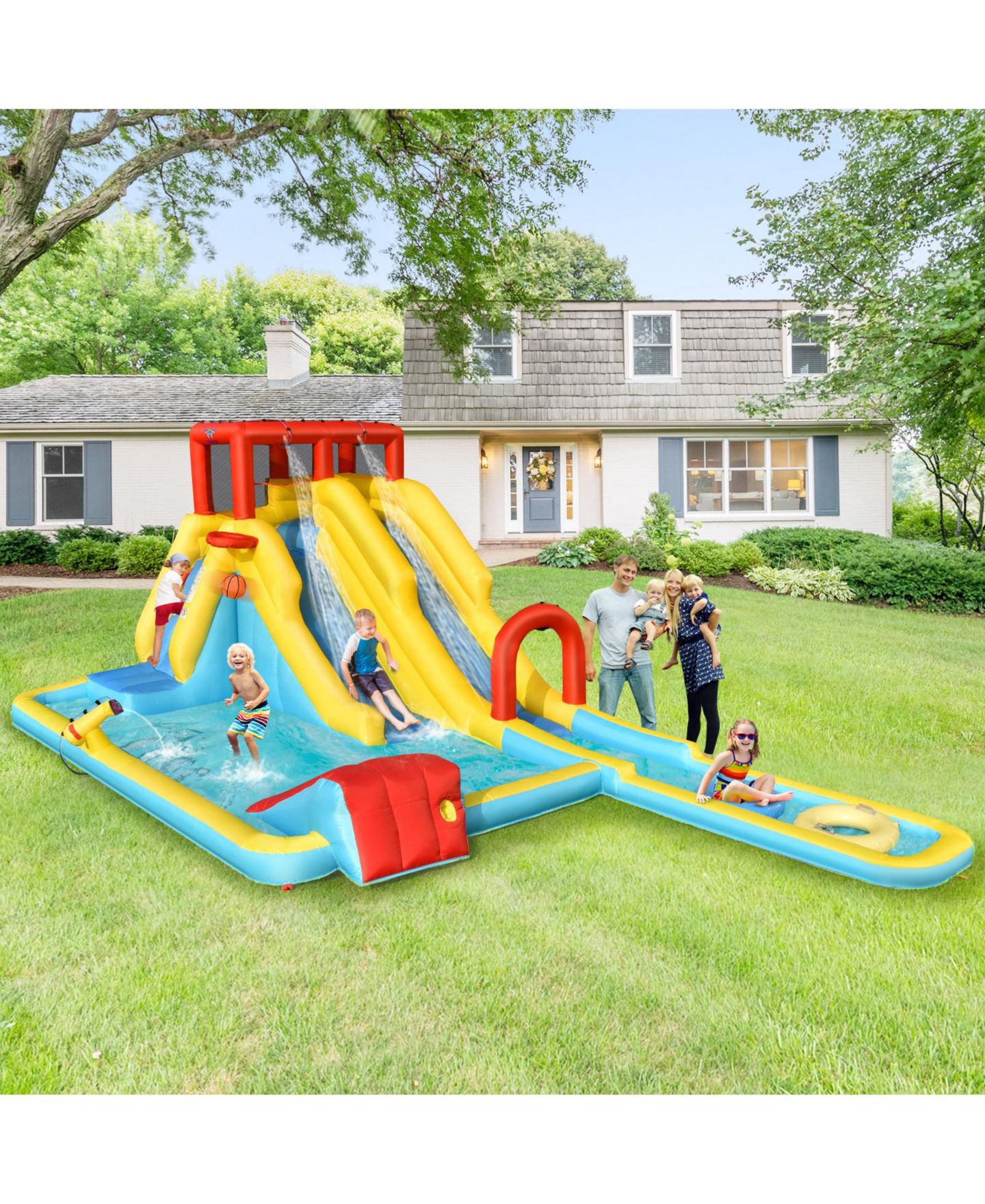 Детская игрушка INOLAIT 7-in-1 Inflatable Dual Slide Water Park Bounce House With 680W Blower — фото 3