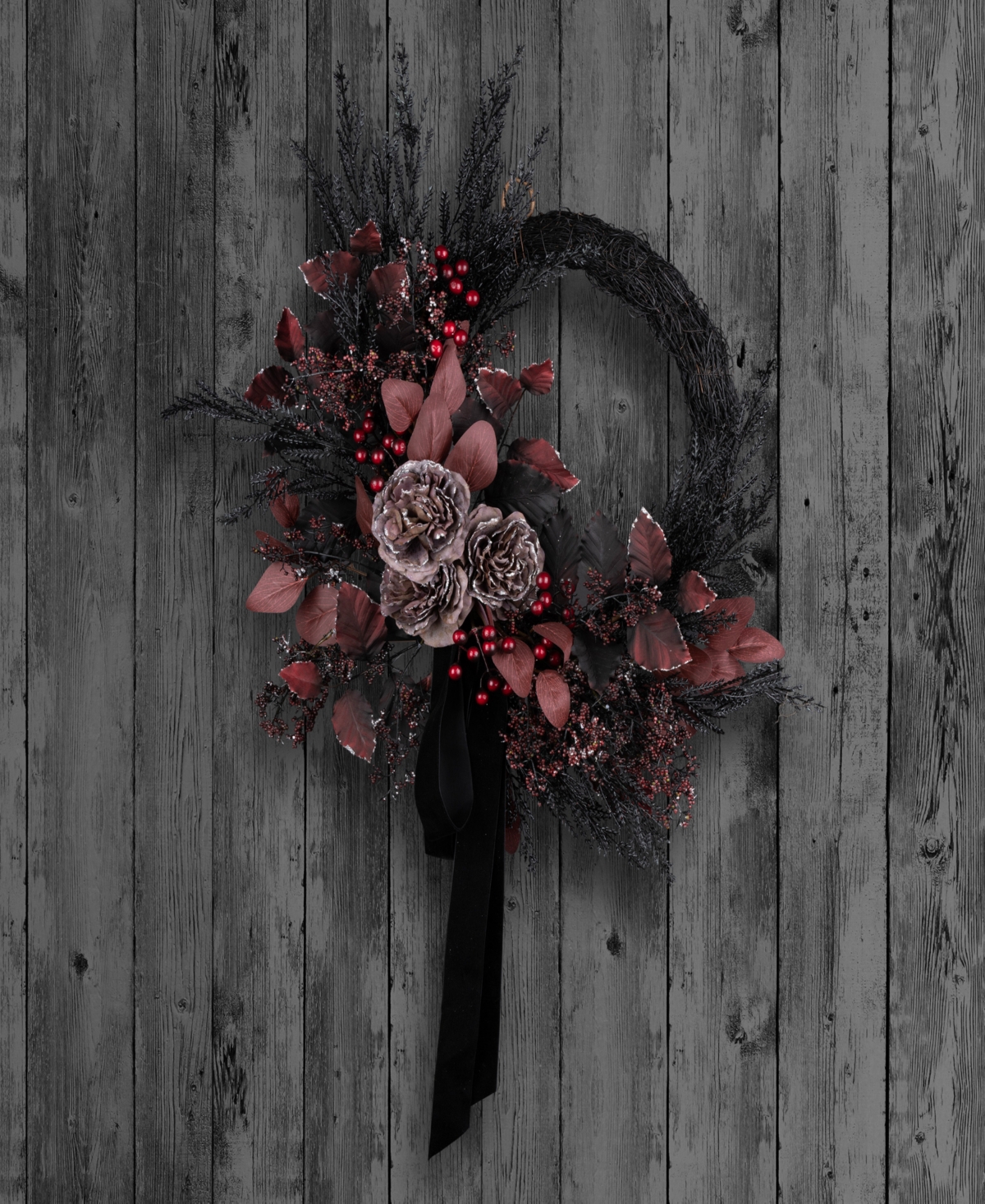 National Tree Company Blood Red Eucalyptus Wreath, Inches
