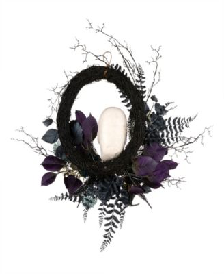 National Tree Company Halloween Skull Half Wreath, 24 Inches