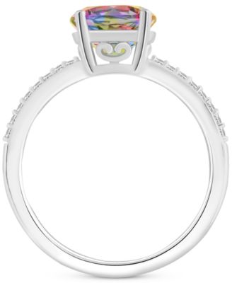 Mystic Topaz (2-3/8 ct. t.w.) & Diamond (1/10 ct. t.w.) Solitaire Ring in Sterling Silver (Also in Pink Topaz)
